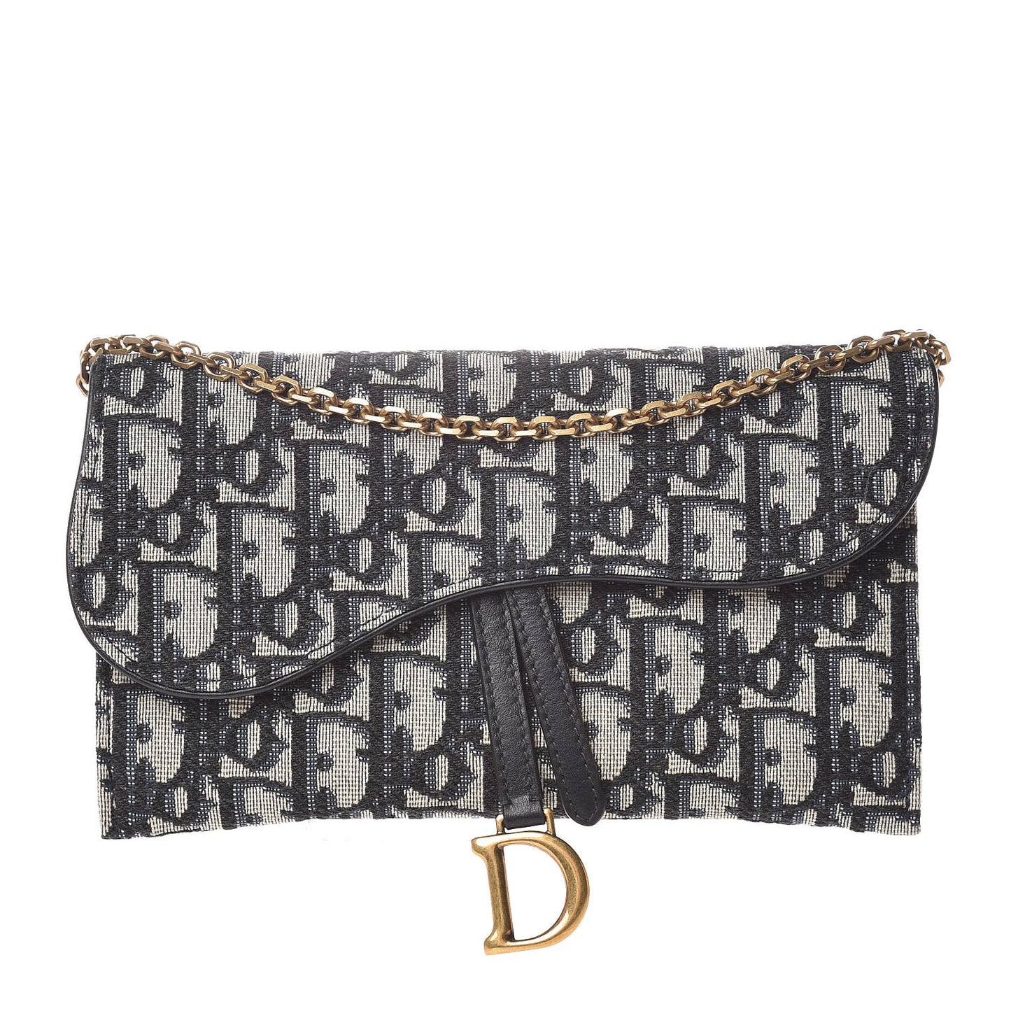 Oblique Saddle Chain Wallet Blue