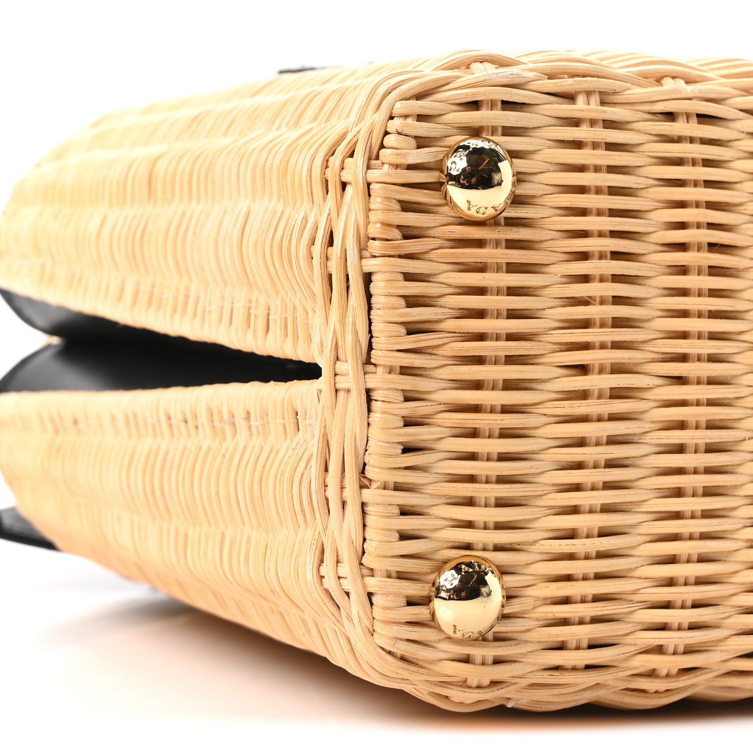 Prada Wicker Canvas Panier Bucket Bag Naturale Black 7 of 8