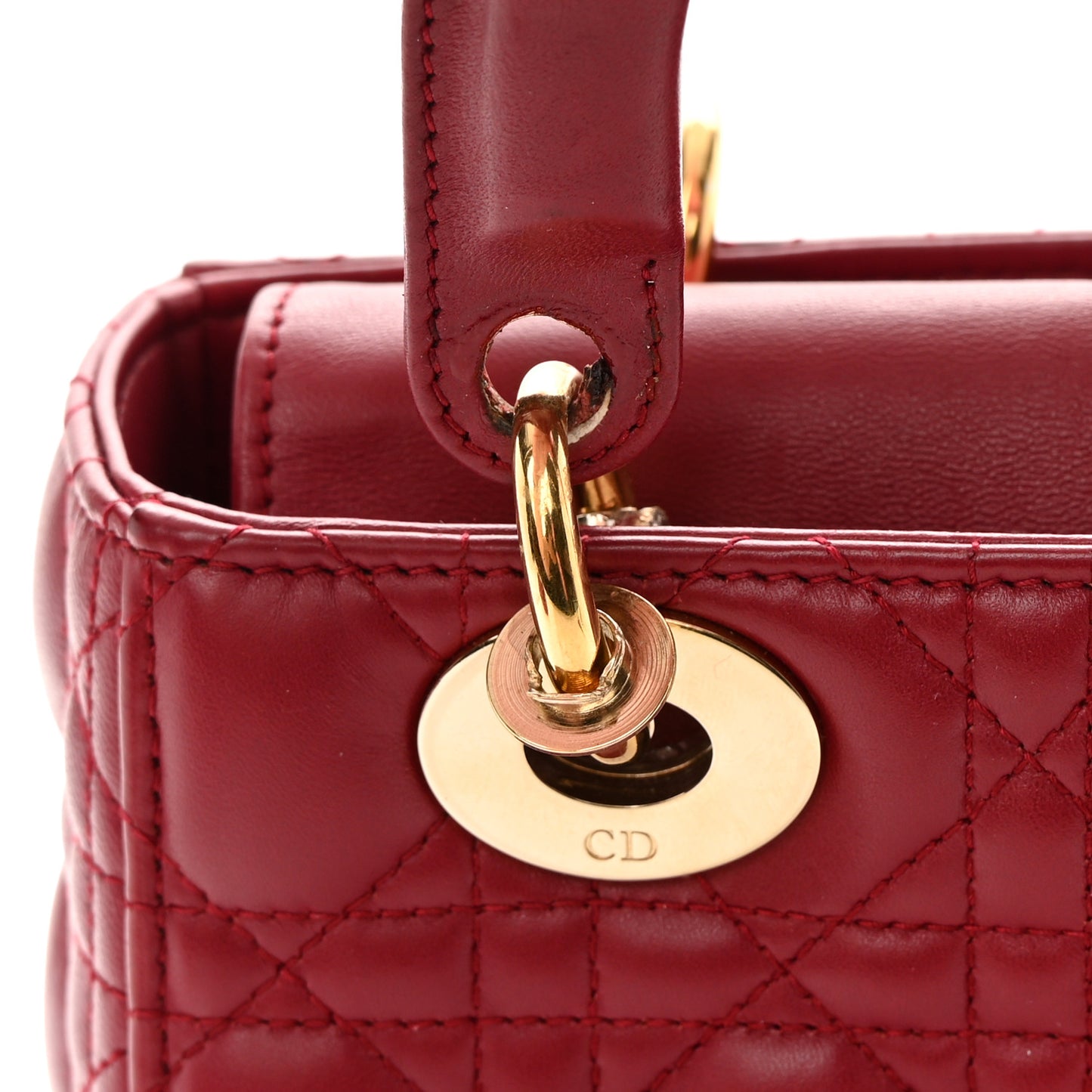 Lambskin Cannage Small Lucky Badges My Lady Dior Red