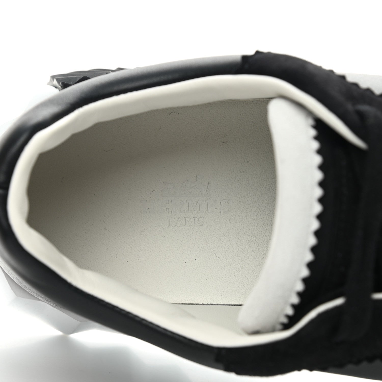 Hermes Goatskin Suede Goatskin Bouncing Sneakers 39.5 Black White 6 of 8