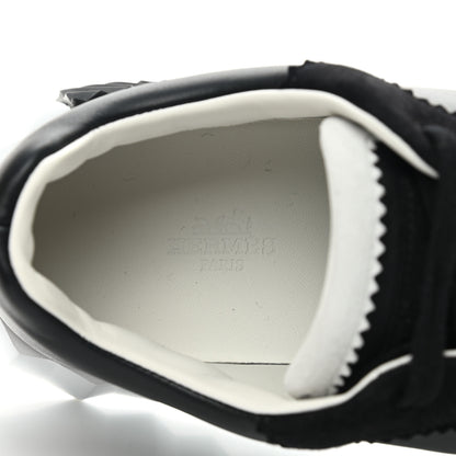 Hermes Goatskin Suede Goatskin Bouncing Sneakers 39.5 Black White 6 of 8