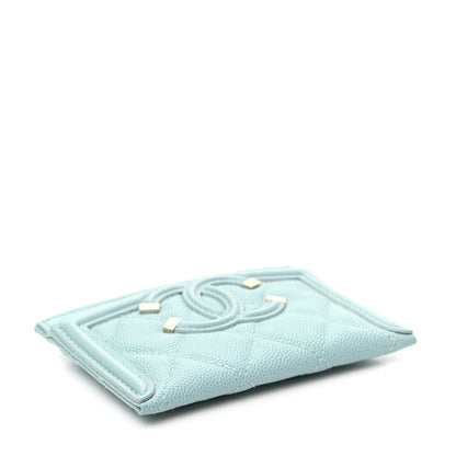 Chanel Caviar Quilted Filigree Card Holder Light Blue 4 of 9
