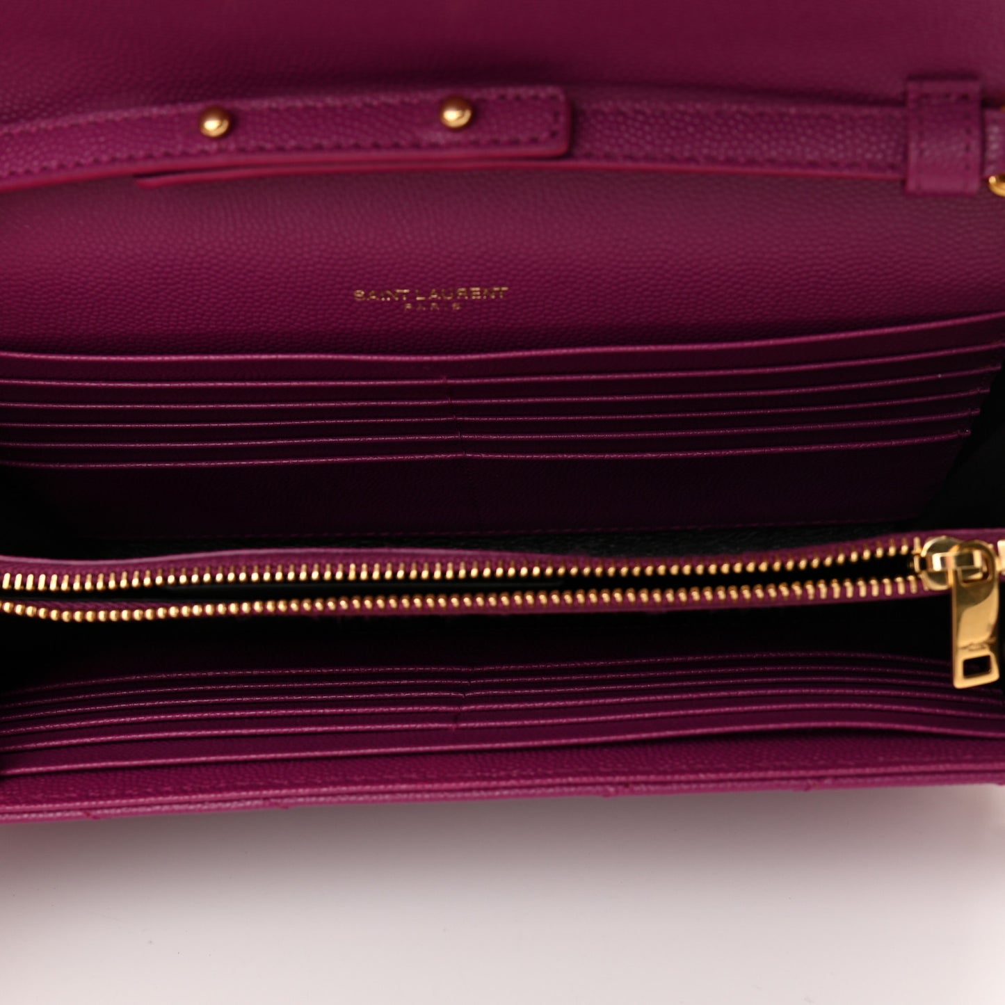 Grain De Poudre Matelasse Chevron Monogram Chain Wallet Dark Grape