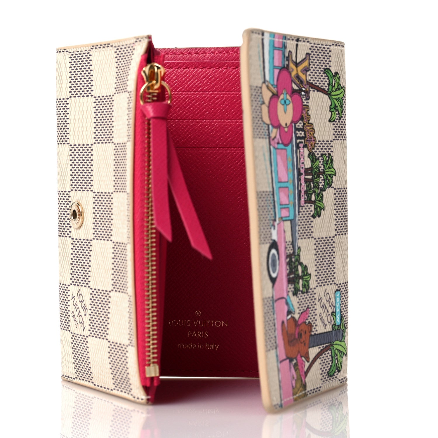 Louis Vuitton Damier Azur 2021 Christmas Animation Hollywood Victorine Wallet Fuchsia 5 of 9