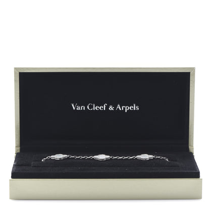 Van Cleef & Arpels 18K White Gold Mother of Pearl 5 Motifs Vintage Alhambra Bracelet 8 of 8