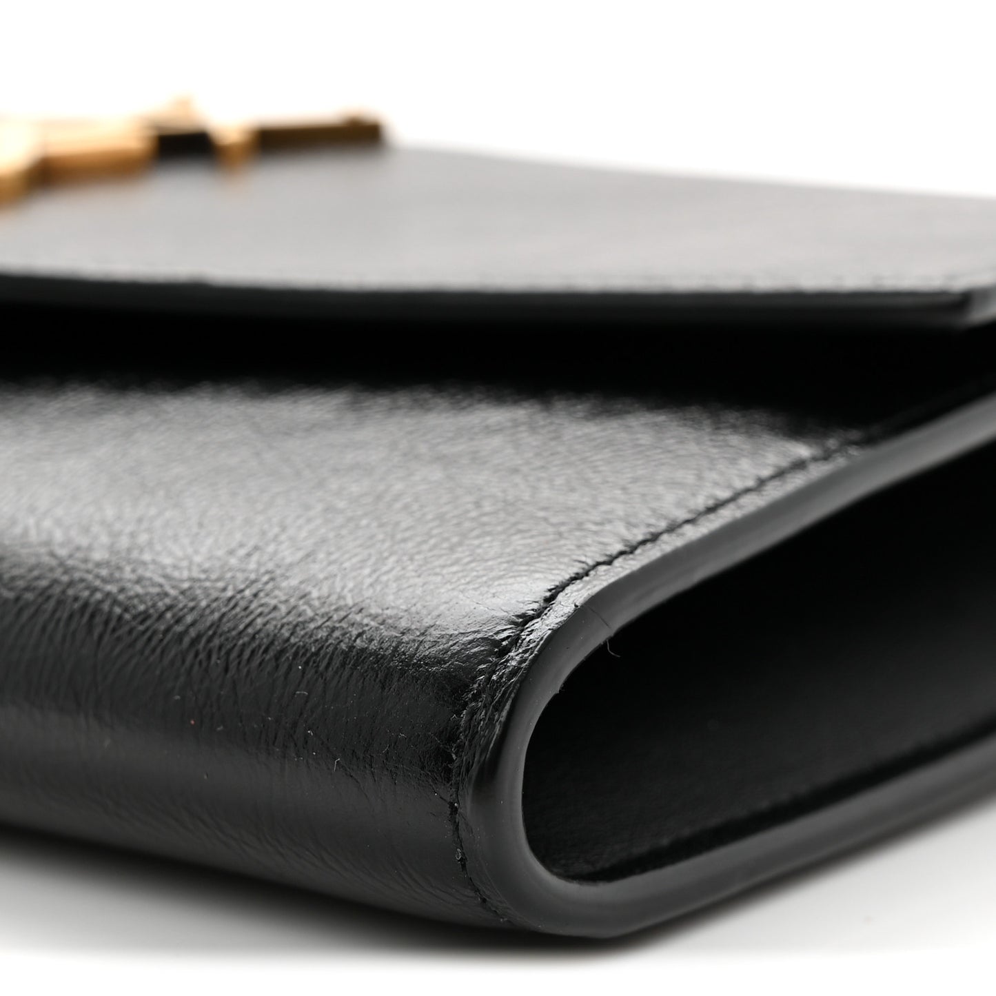 Crinkled Calfskin Uptown Chain Wallet Black