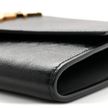 Saint Laurent Crinkled Calfskin Uptown Chain Wallet Black 10 of 11