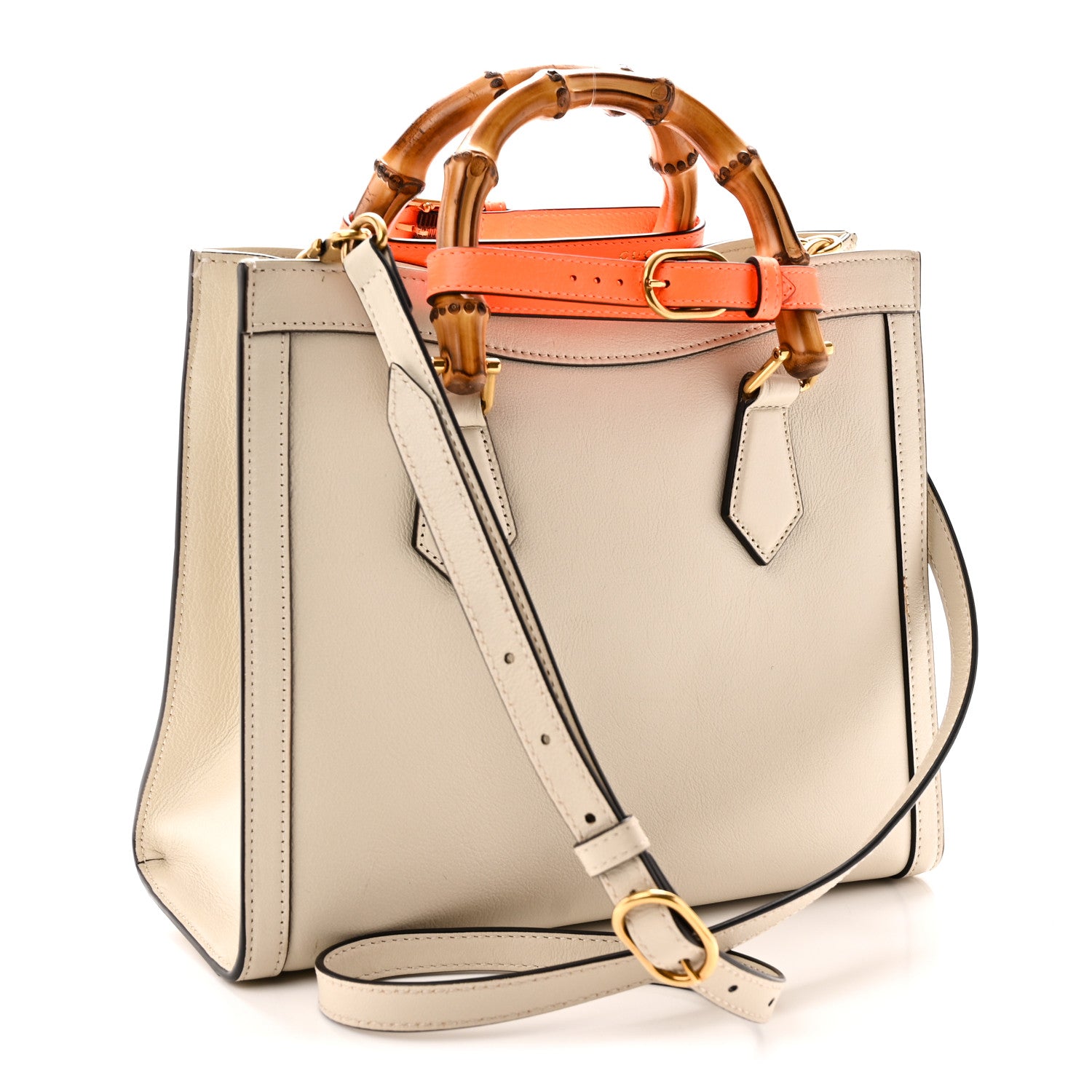 Gucci Wonka Grain Calfskin Small Diana Tote Bag Mystic White 3 of 10