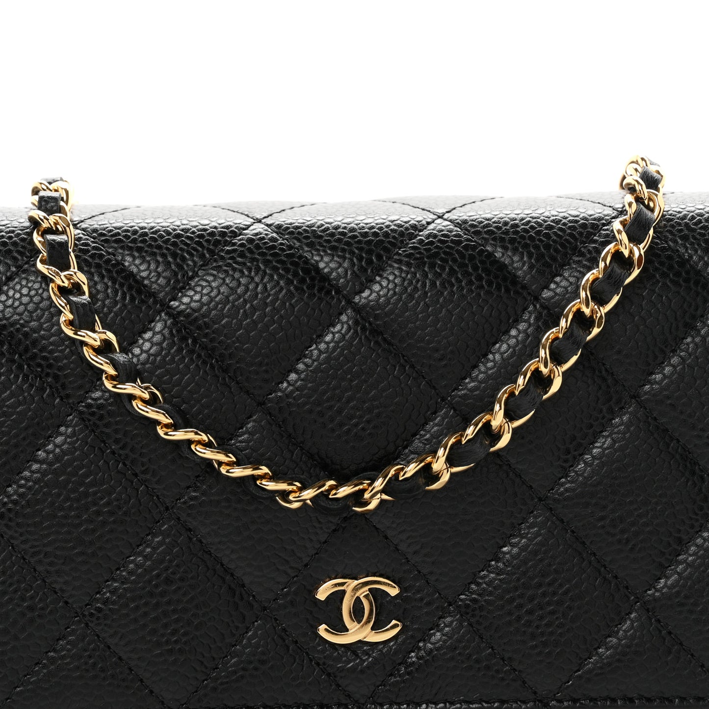 Caviar Quilted Wallet on Chain WOC Black