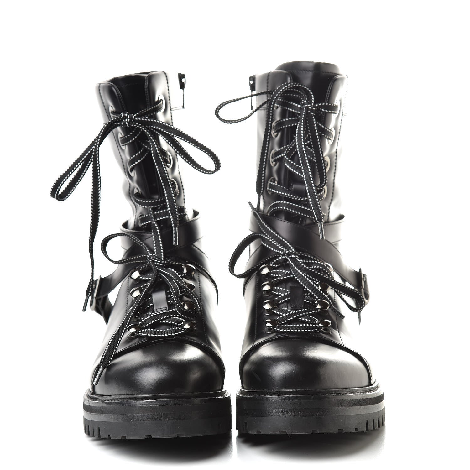 Valentino Garavani Smooth Calfskin Rockstud Buckled 25mm Combat Boots 40 Black 2 of 12