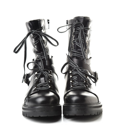 Valentino Garavani Smooth Calfskin Rockstud Buckled 25mm Combat Boots 40 Black 2 of 12