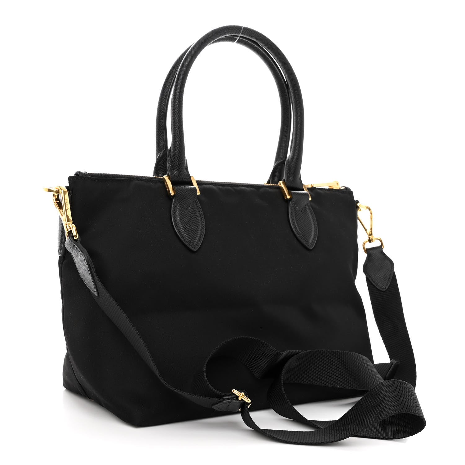 Prada Tessuto Nylon Saffiano Small Satchel Black 3 of 9