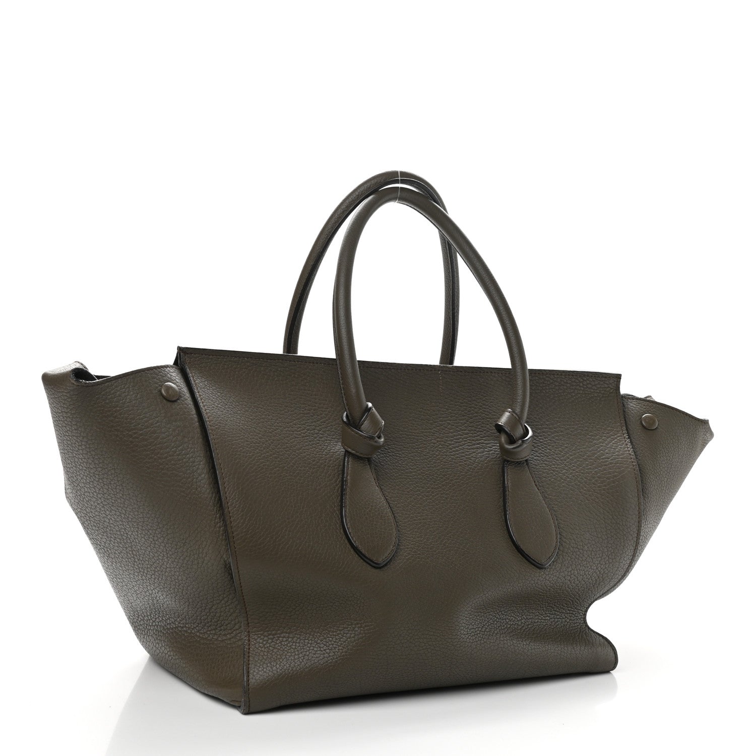 Celine Crisped Calfskin Large Tie Knot Tote Dark Khaki 3 of 13