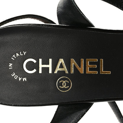 Chanel Shiny Calfskin Metal CC Chain Sandals 39.5 Black Multicolor 6 of 8