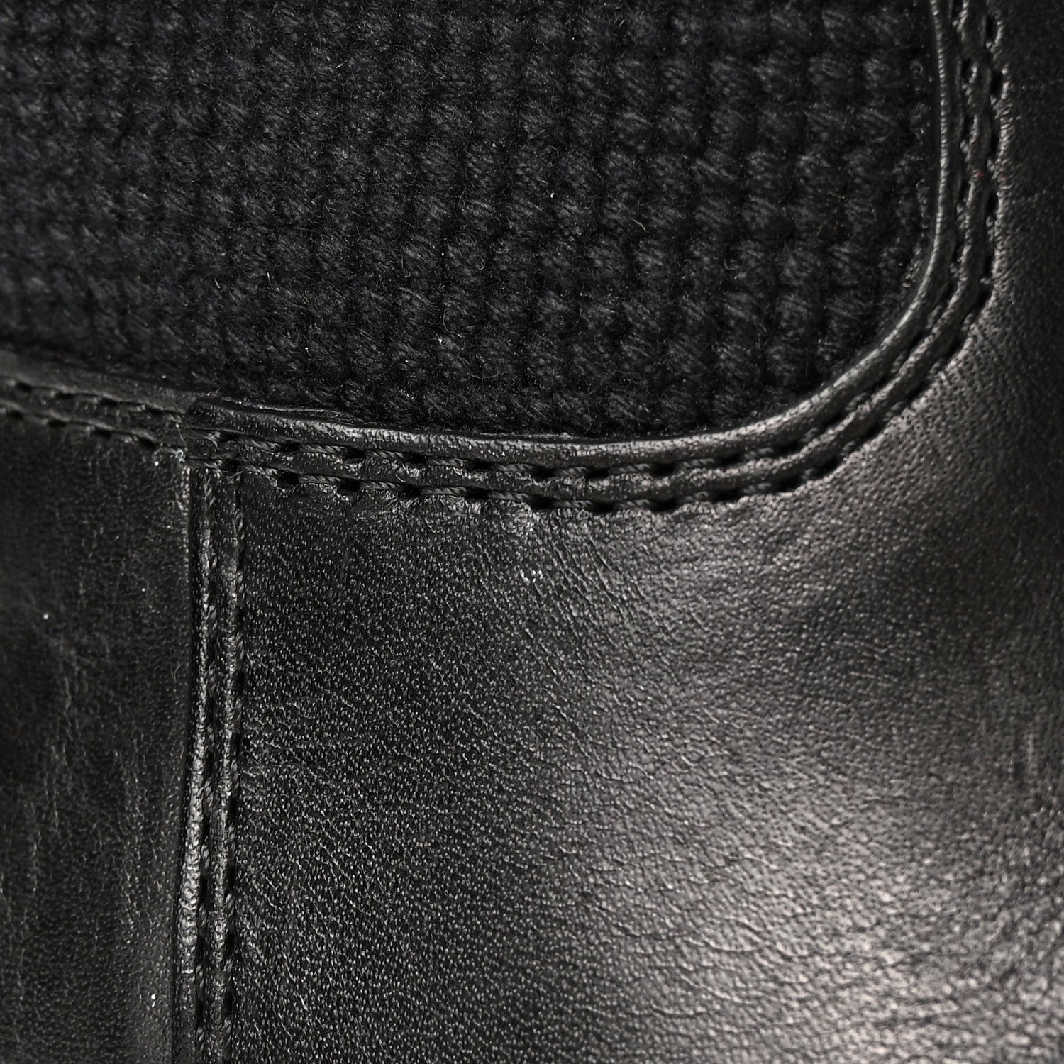 Saint Laurent Calfskin Woven Wool Embroidered Knee High Boots 37 Black 13 of 18