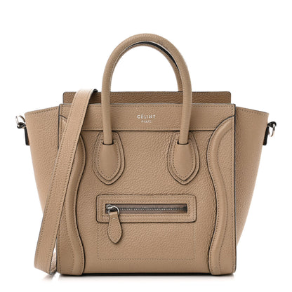 Celine Drummed Calfskin Nano Luggage Dune 1 of 20