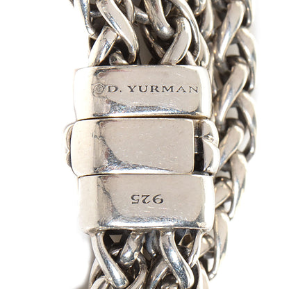 David Yurman Sterling Silver Pave Diamond Double Wheat Chain Necklace 17mm 5 of 5