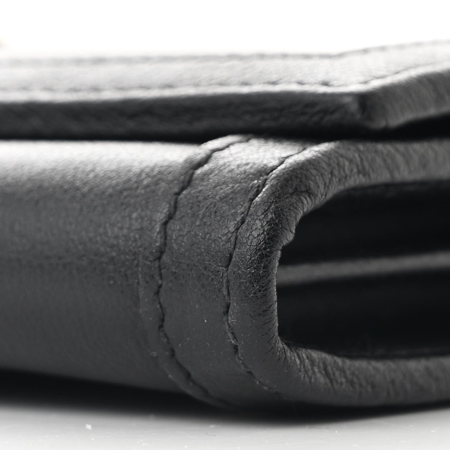 Wonka Grain Calfskin Diana Chain Wallet Black