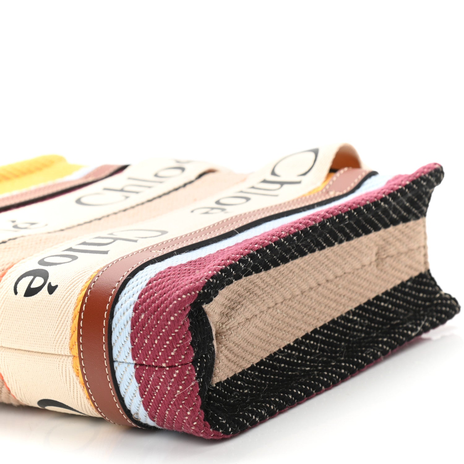 Chloe Cotton Calfskin Small Woody Striped Ribbon Tote Multicolor 11 of 11