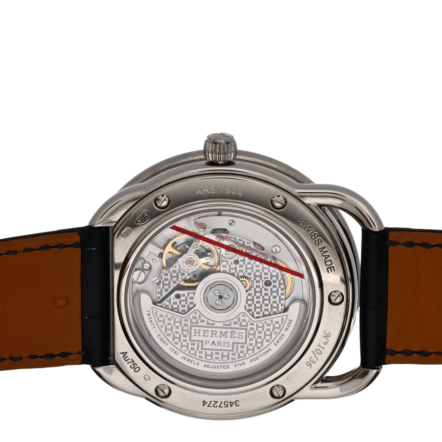 Hermes 18K White Gold Alligator 40mm Arceau Cheval Automatic Watch Bleu Abysse 4 of 5