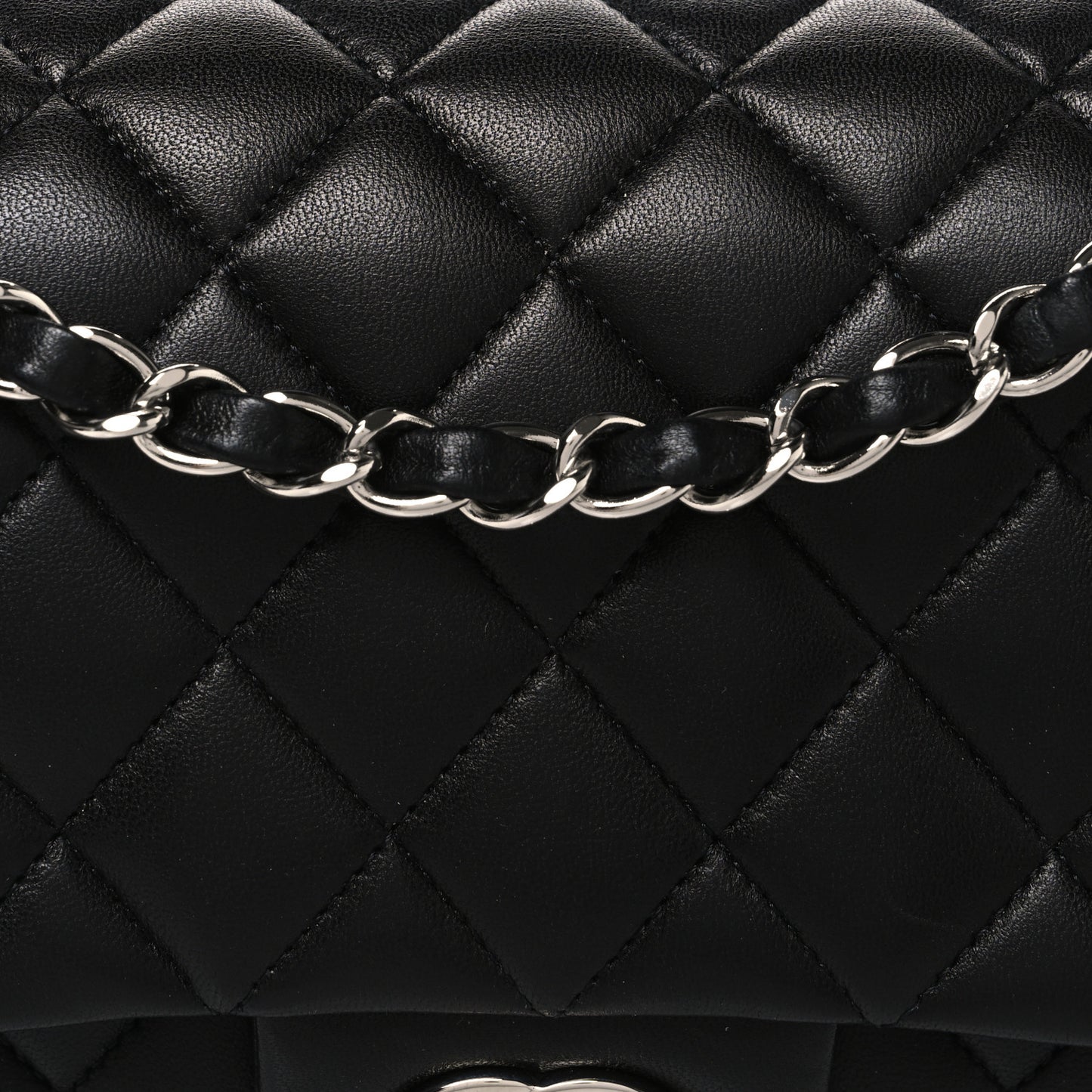 Lambskin Quilted Medium Double Flap Black