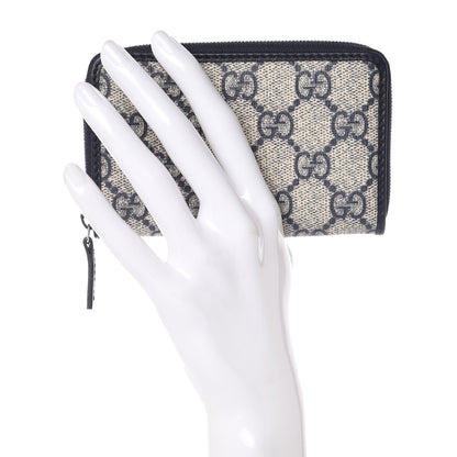 Gucci GG Supreme Monogram Zip Around Card Case Blue 2 of 8