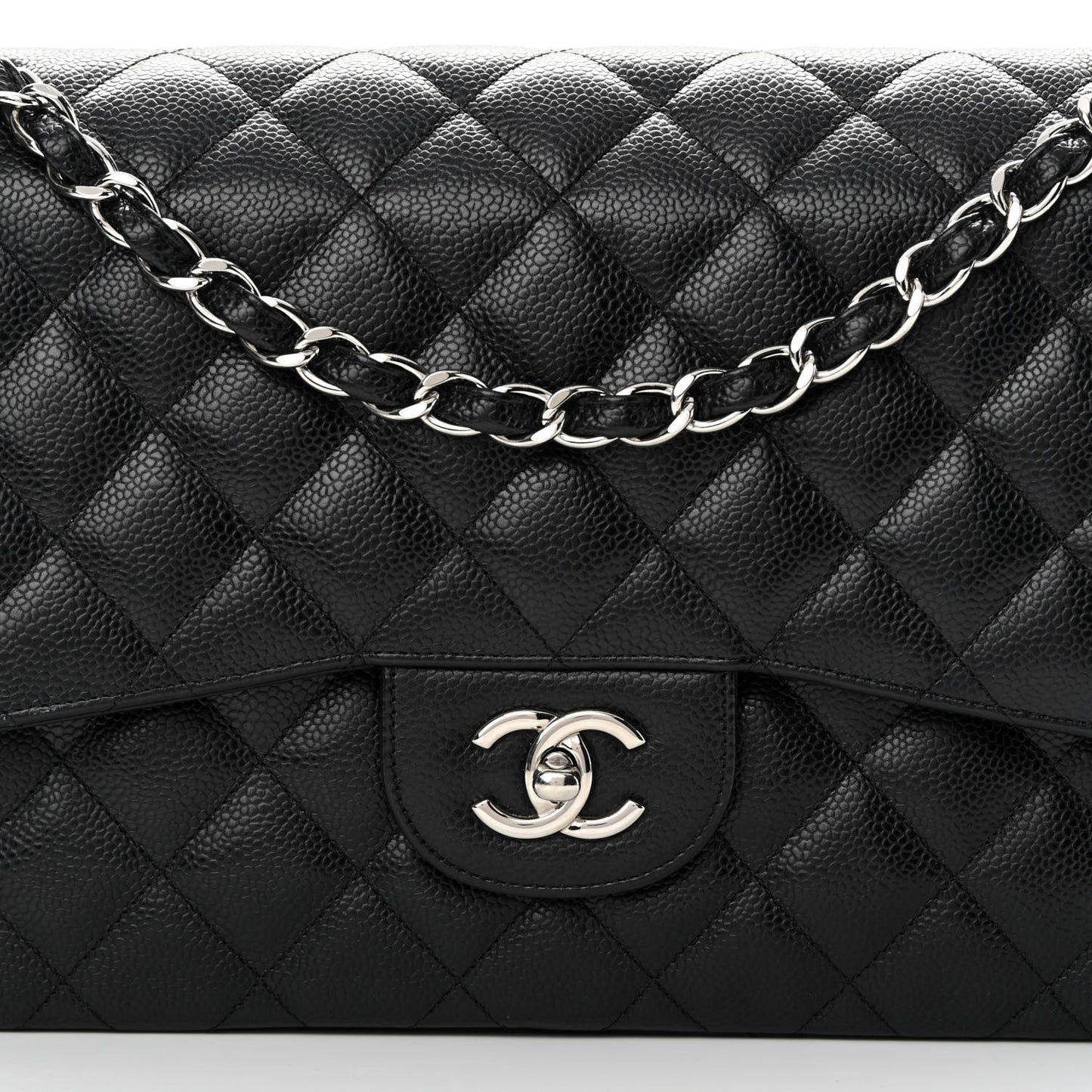Caviar Quilted Jumbo Double Flap Black