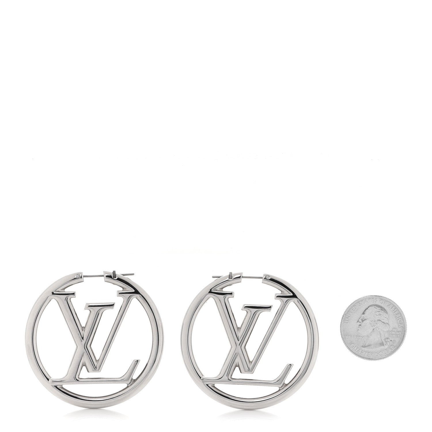 Louis Vuitton Palladium Louise Hoop Earrings Silver 2 of 4