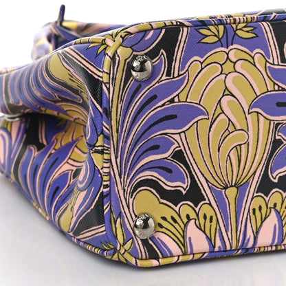 Prada Saffiano Tulip Print Small Galleria Double Zip Tote 8 of 9
