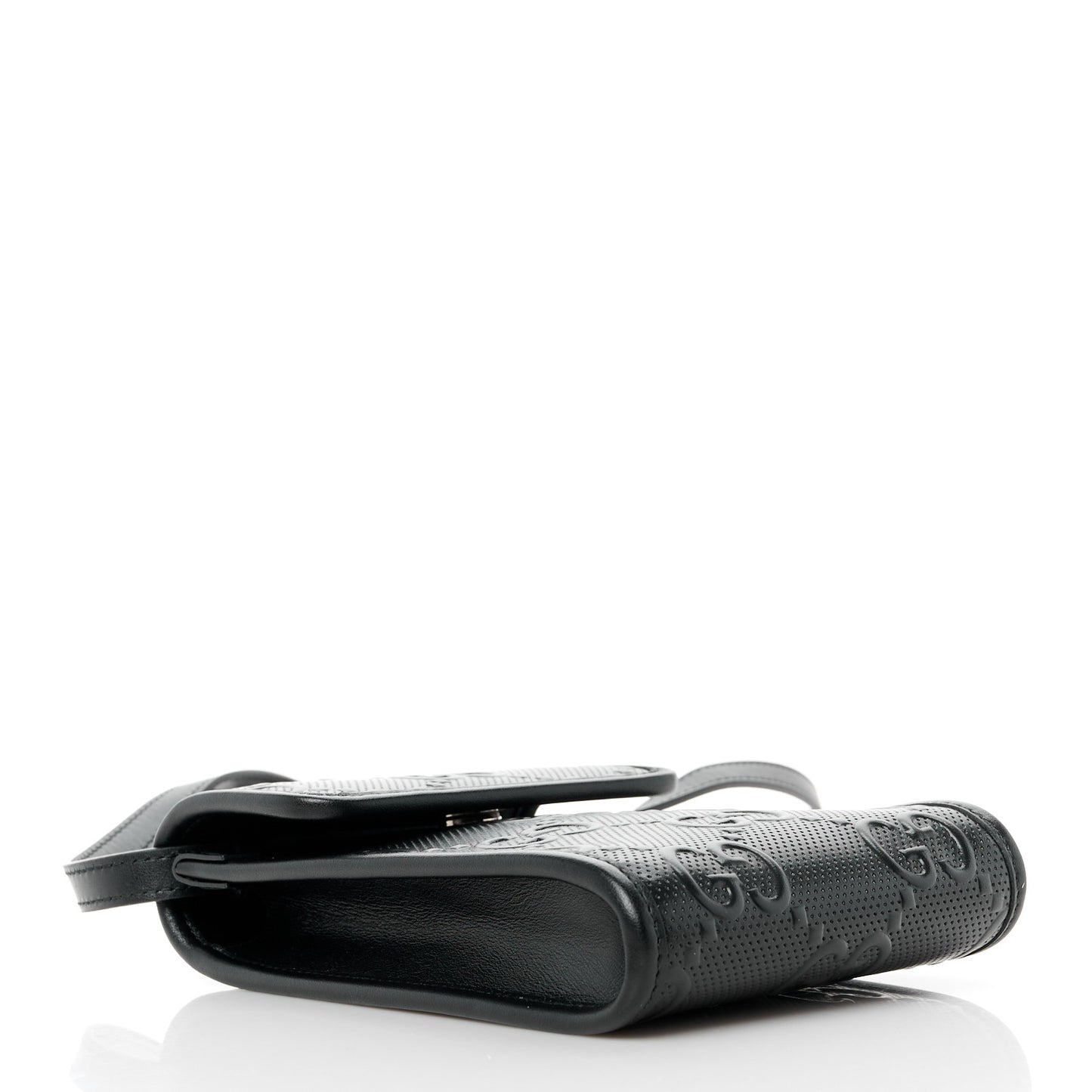 Calfskin GG Tennis Embossed Messenger Bag Black