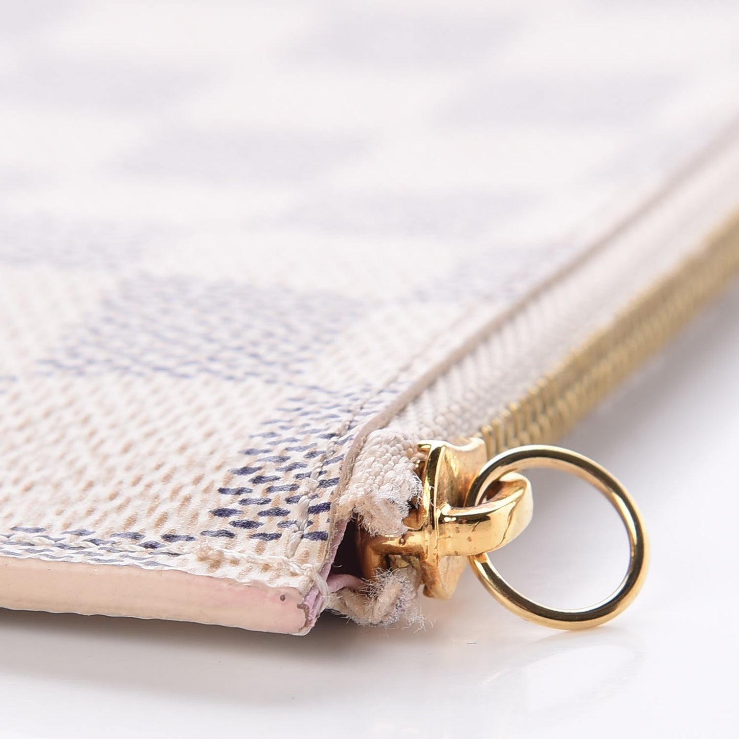 Damier Azur Felicie Chain Wallet Zippered Insert Rose Ballerine