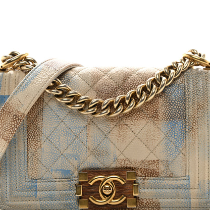 Chanel Painted Caviar Chevron Quilted Small Boy Flap Blue 8 of 11