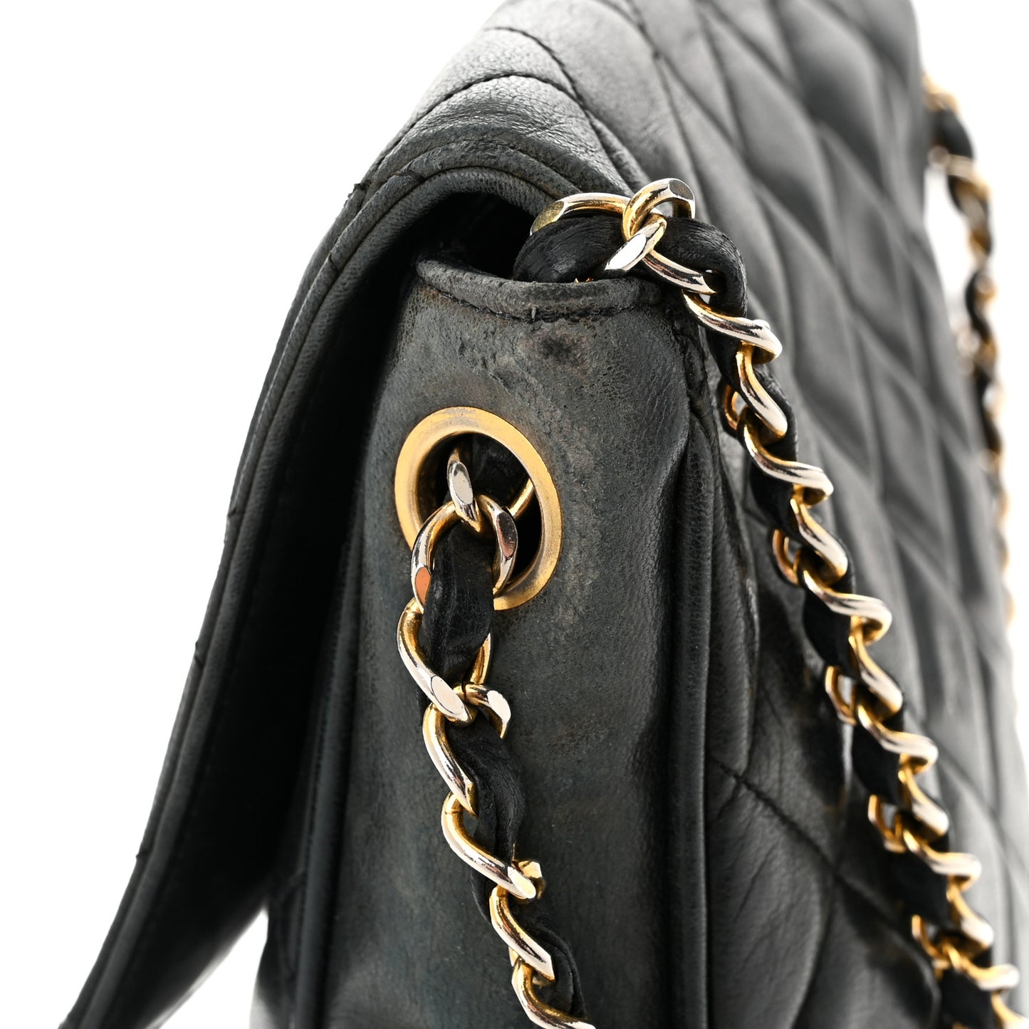 Lambskin Quilted Mini Flap Shoulder Bag Black