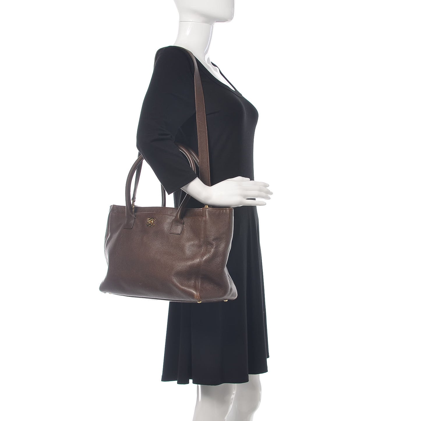 Calfskin Cerf Executive Shopper Tote Brown