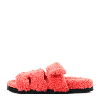 Hermes Woolskin Womens Chypre Sandals 36 Rose Du Desert 1 of 7