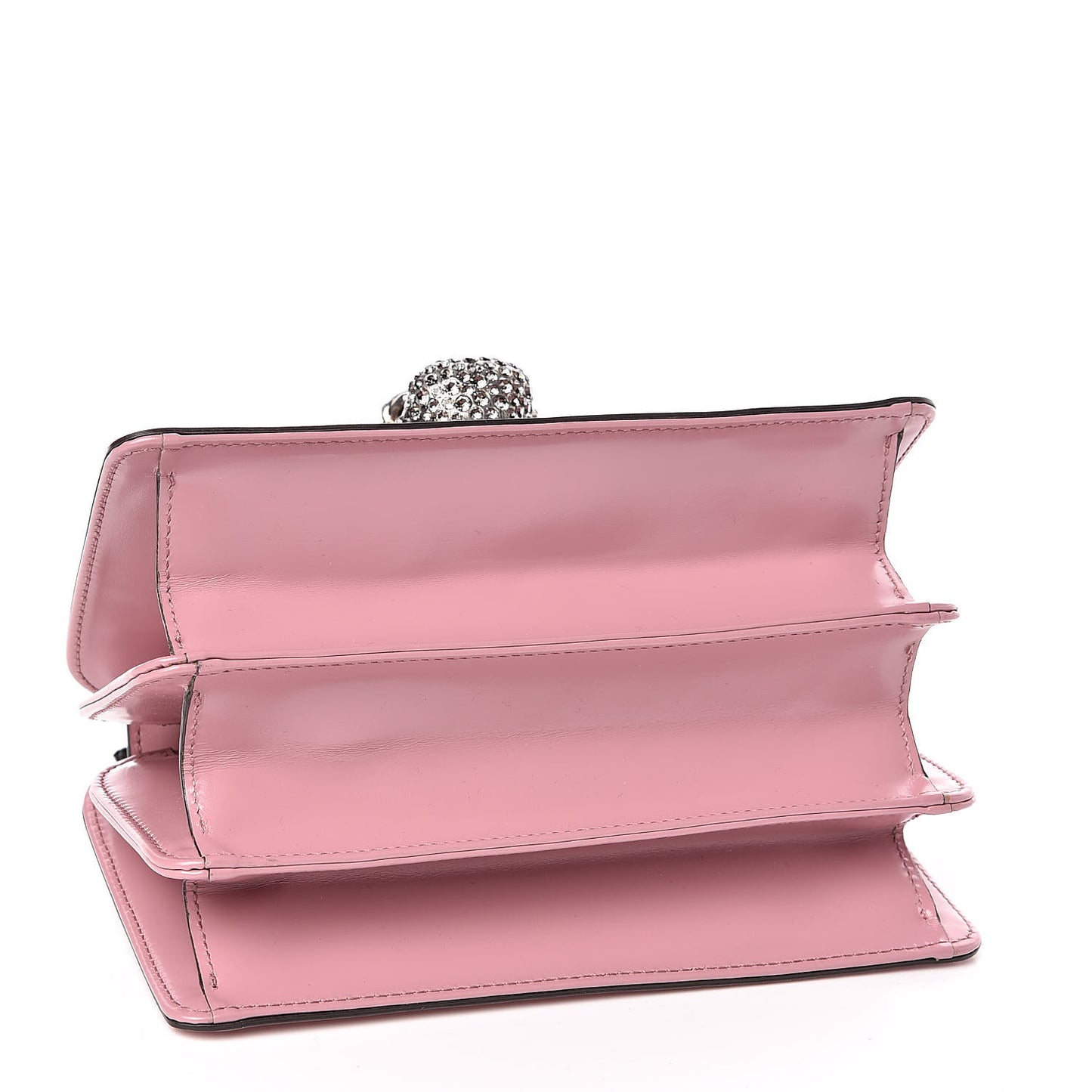 Calfskin Bamboo Crystal Mini Thiara Top Handle Bag Carmine Rose Gold