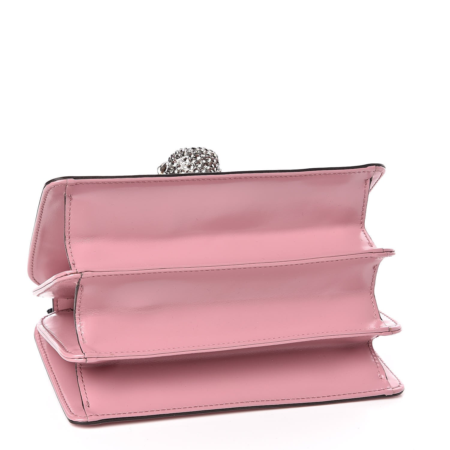 Gucci Calfskin Bamboo Crystal Mini Thiara Top Handle Bag Carmine Rose Gold 4 of 10