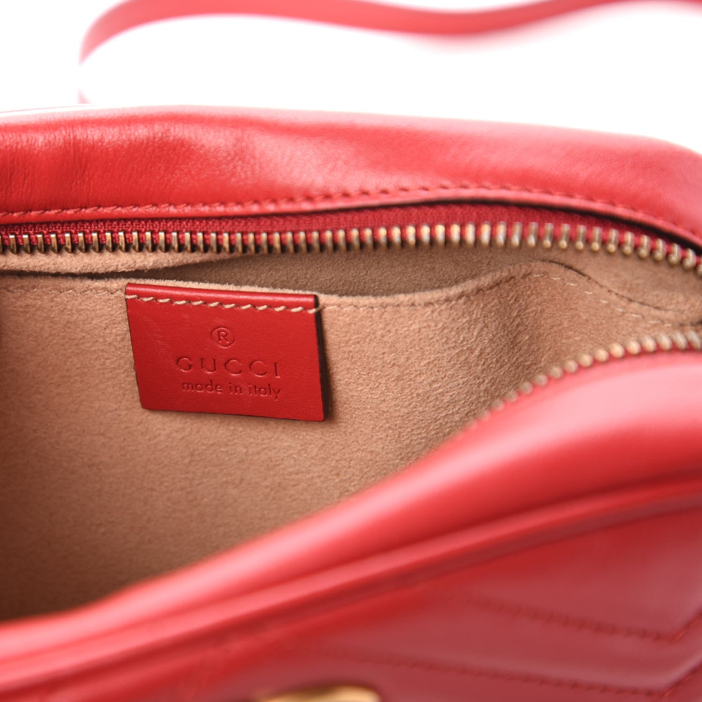Calfskin Matelasse Mini GG Marmont Chain Shoulder Bag Hibiscus Red