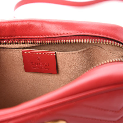 Gucci Calfskin Matelasse Mini GG Marmont Chain Shoulder Bag Hibiscus Red 8 of 10
