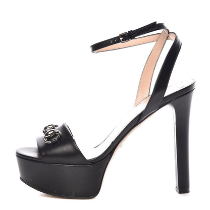 Gucci Malaga Kid Horsebit Platform Sandals 38.5 Black 1 of 20