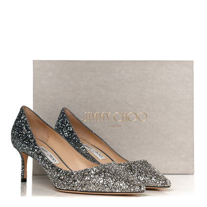 Jimmy Choo Glitter Pointy Toe Romy 60 Pumps 39 Silver Dusk Blue 10 of 10