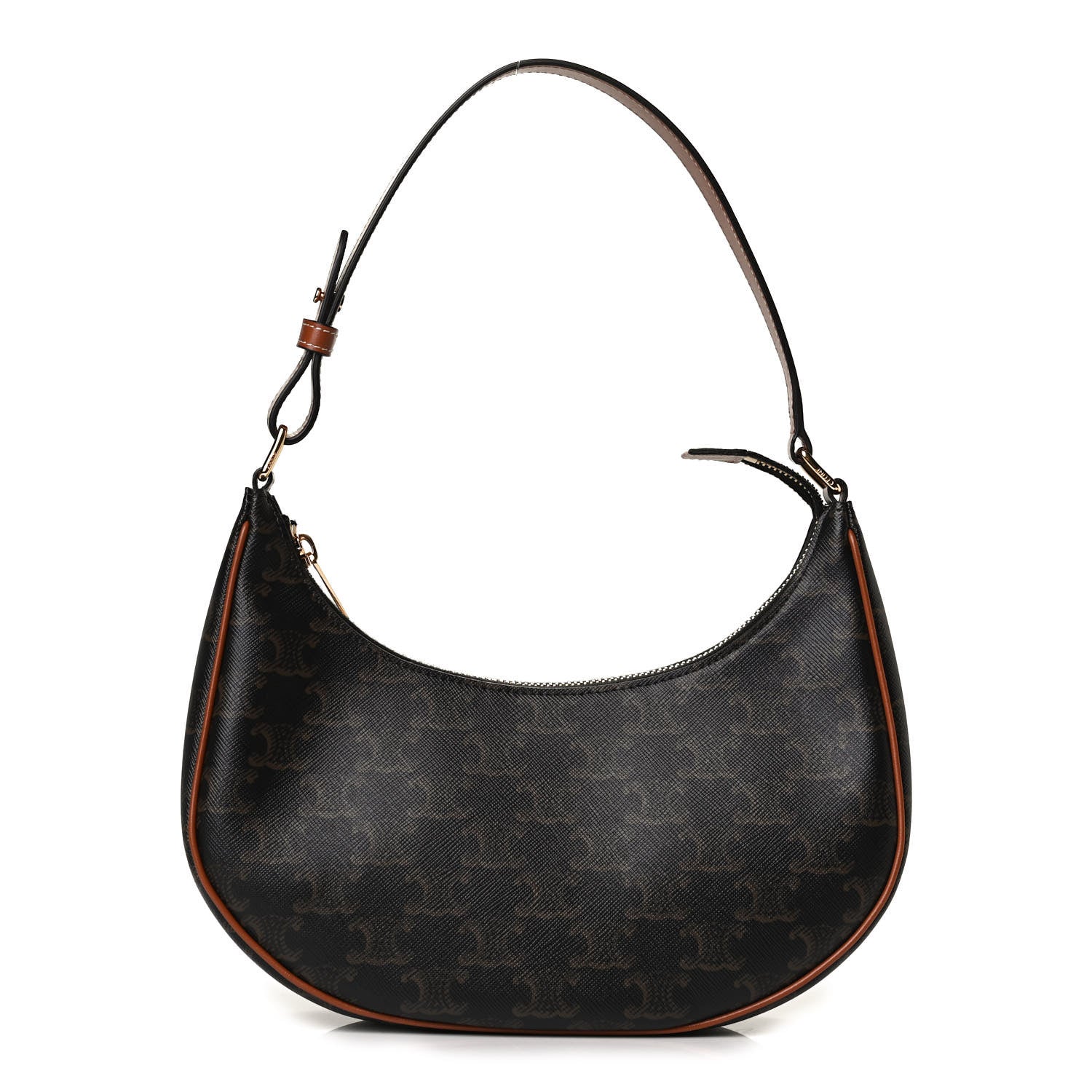 Celine Triomphe Canvas Calfskin Ava Shoulder Bag Tan 1 of 21