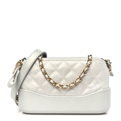 Chanel Metallic Lambskin Calfskin Quilted Small Gabrielle Clutch With Chain Silver 1 of 12