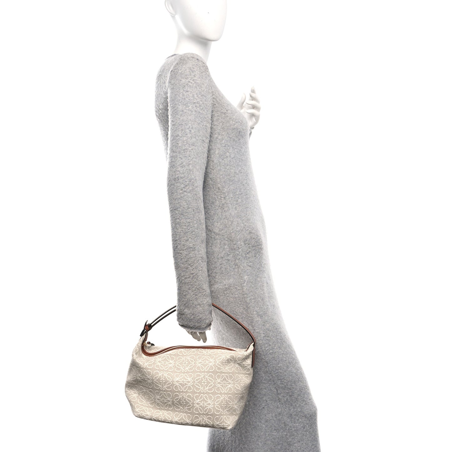 Jacquard Anagram Calfskin Medium Cubi Bag Ecru Tan