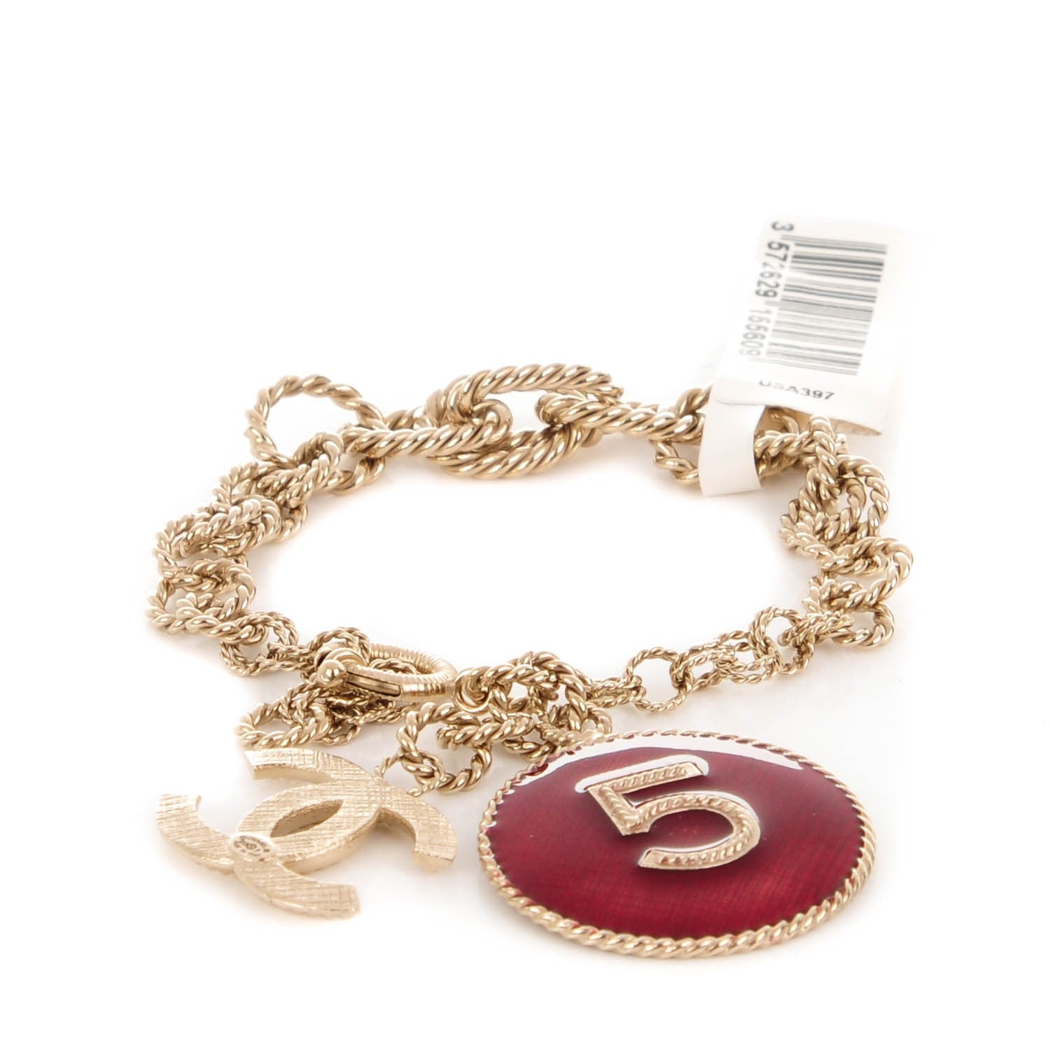 Chanel CC N°5 Medallion Bracelet Red Gold 1 of 5