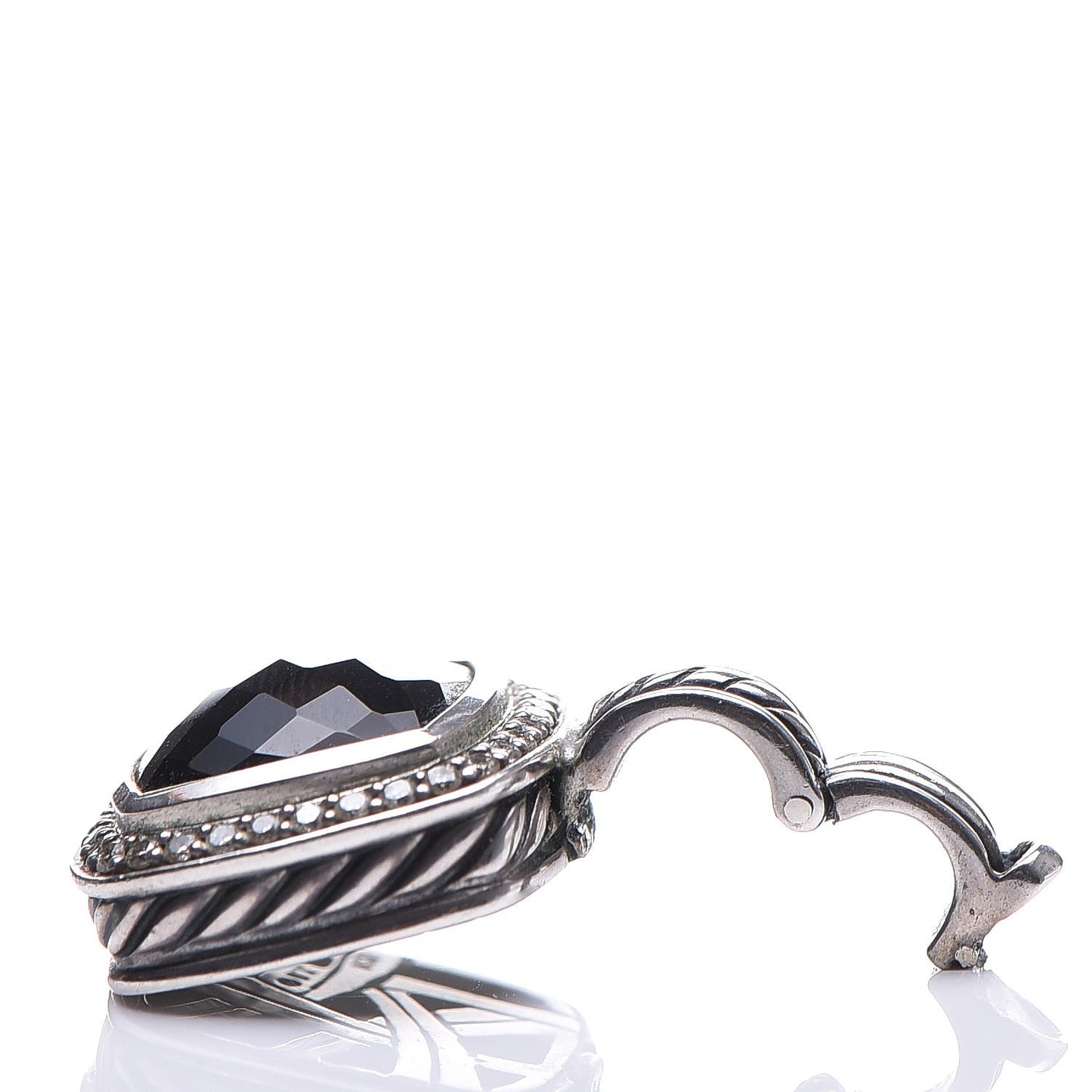 Sterling Silver Diamond Black Onyx 11mm Albion Enhancer Pendant
