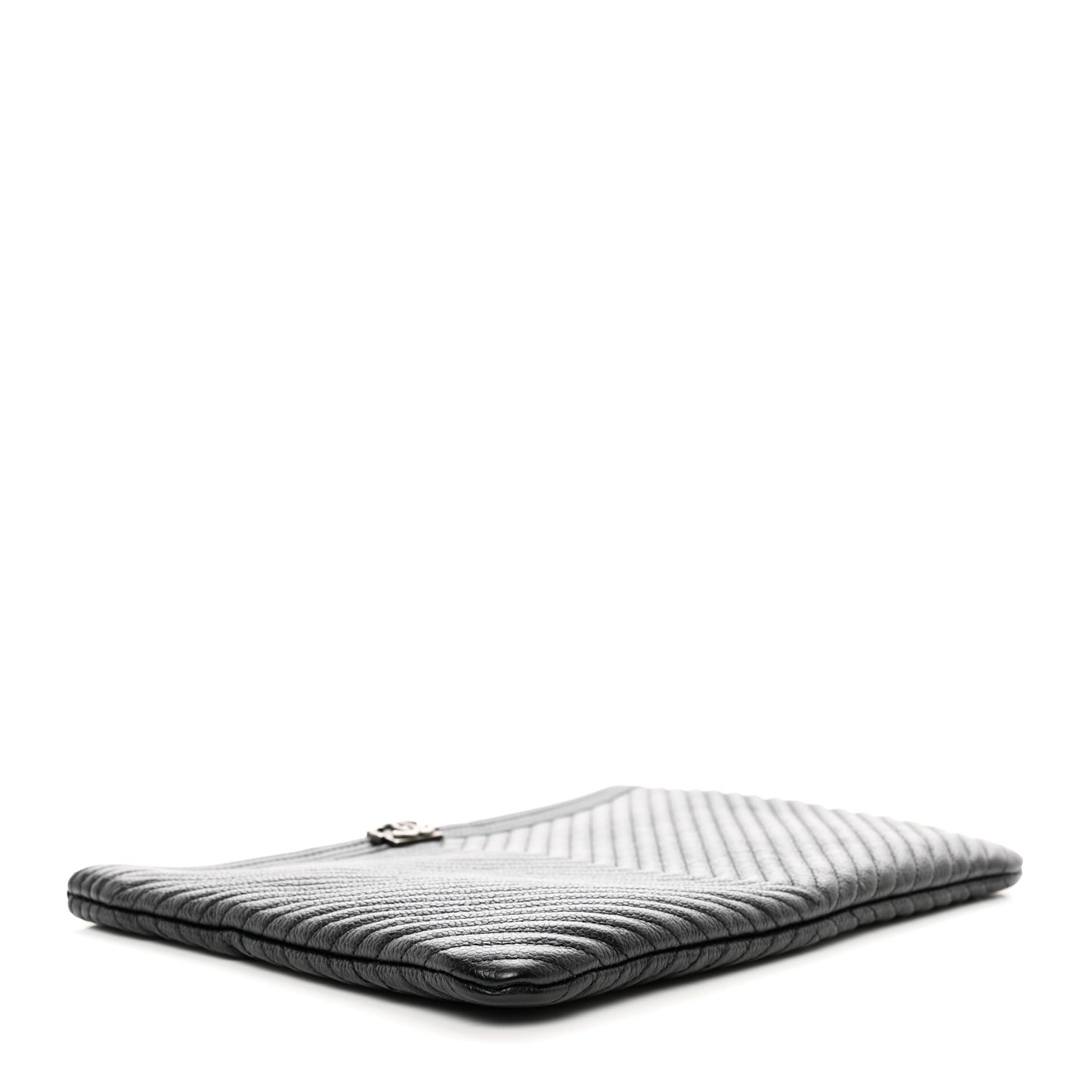 Caviar Chevron Quilted Medium Boy Cosmetic Case Black