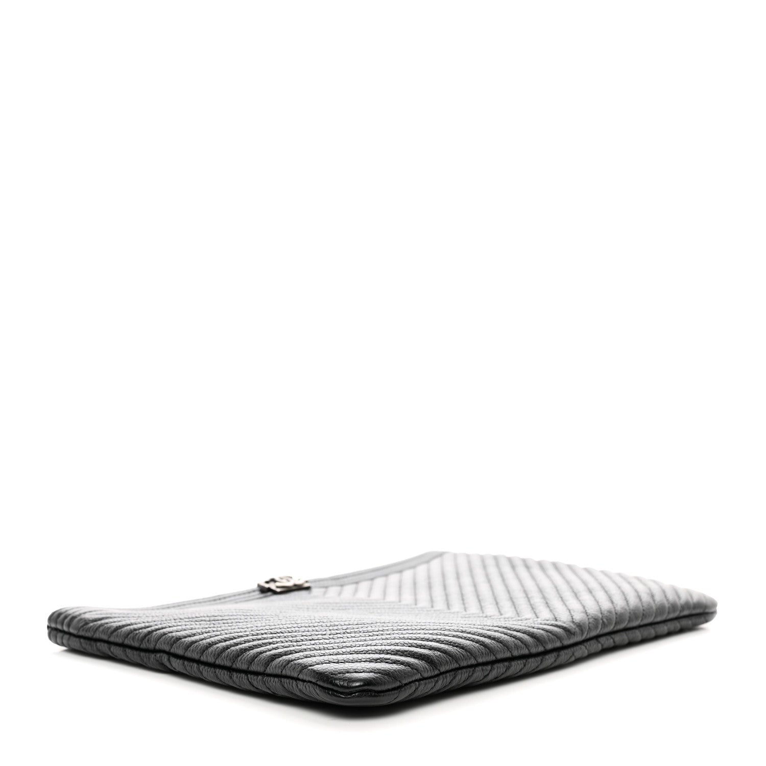 Chanel Caviar Chevron Quilted Medium Boy Cosmetic Case Black 4 of 8