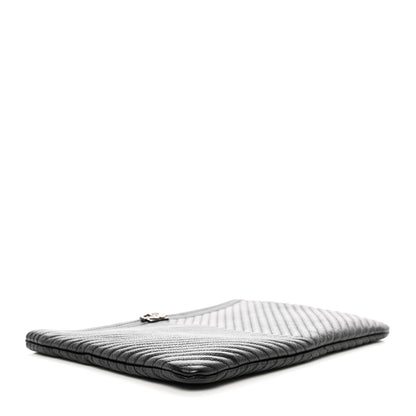Chanel Caviar Chevron Quilted Medium Boy Cosmetic Case Black 4 of 8