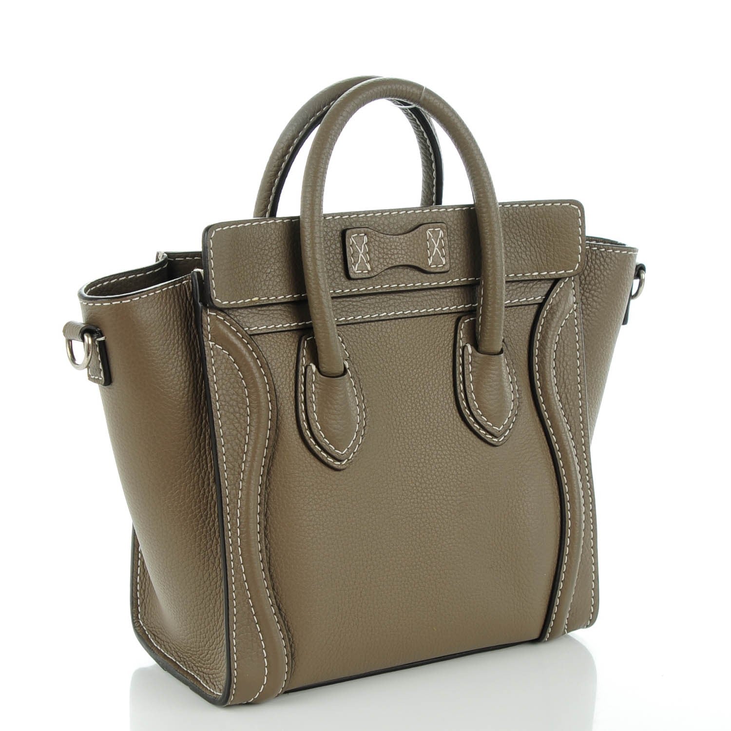 Celine Drummed Calfskin Nano Luggage Souris 3 of 8